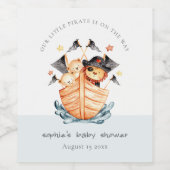 Cute Nautical Pirate Ship Lion Cub Baby shower Wijn Etiket (Enkel label)