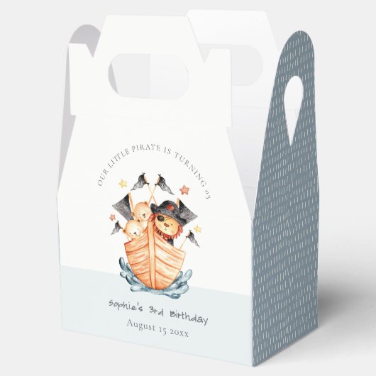 Cute Nautical Pirate Ship Lion Cub Kids Birthday Bedankdoosjes (Geopend)