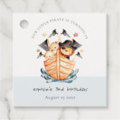 Cute Nautical Pirate Ship Lion Cub Kids Birthday Bedankjes Labels (Voorkant)