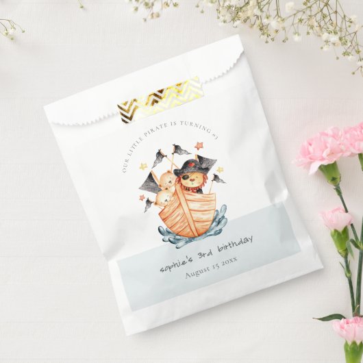 Cute Nautical Pirate Ship Lion Cub Kids Birthday Bedankzakje (Gezegeld)