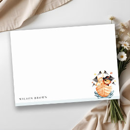 Cute Nautical Pirate Ship Lion Cub Kids Birthday Notitiekaartje