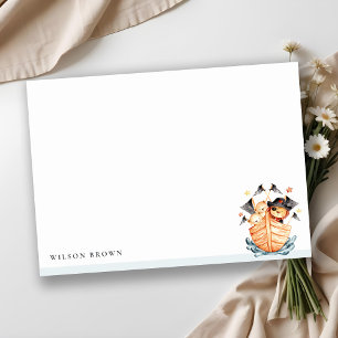 Cute Nautical Pirate Ship Lion Cub Kids Birthday Notitiekaartje