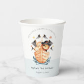 Cute Nautical Pirate Ship Lion Cub Kids Birthday Papieren Bekers (Achterkant)