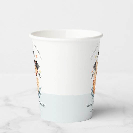 Cute Nautical Pirate Ship Lion Cub Kids Birthday Papieren Bekers (Links)