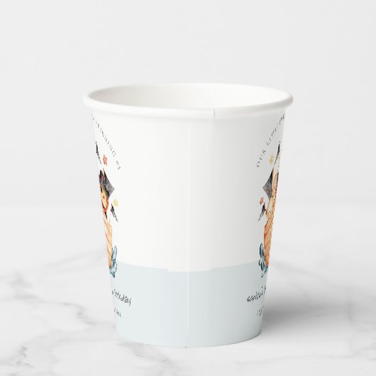 Cute Nautical Pirate Ship Lion Cub Kids Birthday Papieren Bekers (Rechts)