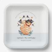 Cute Nautical Pirate Ship Lion Cub Kids Birthday Papieren Bordje (Voorkant)