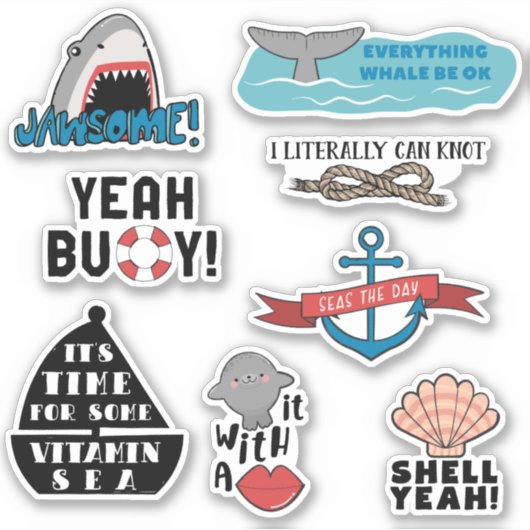 Cute Nautical Puns Sticker (Voorkant)