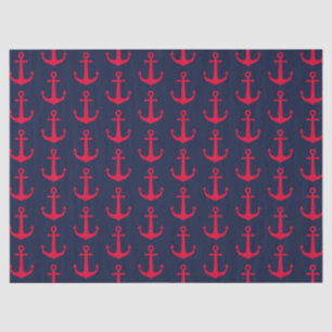 Cute Nautical Red Anchors Navy Blue Tissuepapier