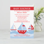 Cute Nautical SAILBOATS Boy Baby shower Kaart (Staand voorkant)