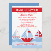 Cute Nautical SAILBOATS Boy Baby shower Kaart (Voorkant / Achterkant)