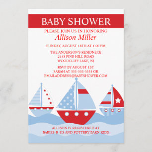 Cute Nautical SAILBOATS Boy Baby shower Kaart