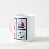 Cute Nautical Sailing Design 11oz Coffee-Mok Koffiemok (Voorkant links)