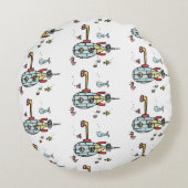 Cute Nautical Submarine under Water Zee Life Rond Kussen (Achterkant)