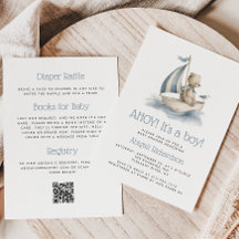 Cute Nautical Teddy Bear QR Code Boy Baby Shower