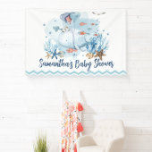 Cute Nautical Walvis Baby Shower Welkom Achtergron Spandoek (Insitu)