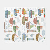 Cute Nautical Waterverf Boats Boy Personalized Fleece Deken (Voorkant (Horizontaal))