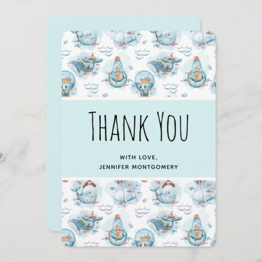 Cute Nautical Waterverf Pattern Hartelijk dank Bedankkaart (Voorkant / Achterkant)