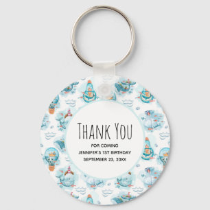 Cute Nautical Waterverf Pattern Hartelijk dank Sleutelhanger