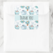 Cute Nautical Waterverf Pattern Hartelijk dank Vierkante Sticker (Tas)