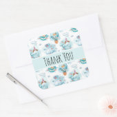Cute Nautical Waterverf Pattern Hartelijk dank Vierkante Sticker (Envelop)
