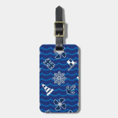 Cute Nautical Waves Pattern Bagagelabel (Voorkant verticaal)