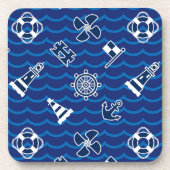 Cute Nautical Waves Pattern Bier Onderzetter (Voorkant)