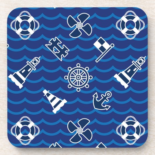 Cute Nautical Waves Pattern Bier Onderzetter (Voorkant)