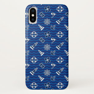 Cute Nautical Waves Pattern iPhone X Hoesje
