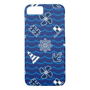 Cute Nautical Waves Pattern iPhone 8/7 Hoesje
