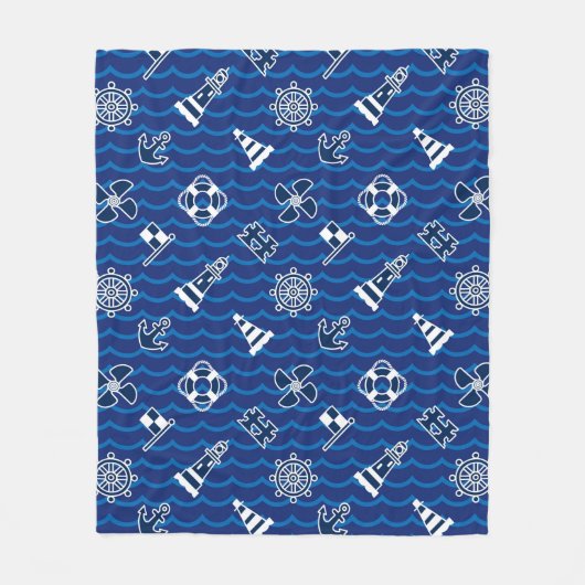 Cute Nautical Waves Pattern Fleece Deken (Voorkant)