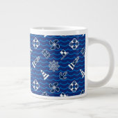 Cute Nautical Waves Pattern Grote Koffiekop (Rechts)