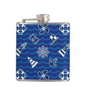 Cute Nautical Waves Pattern Heupfles (Voorkant)