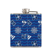 Cute Nautical Waves Pattern Heupfles (Achterkant)