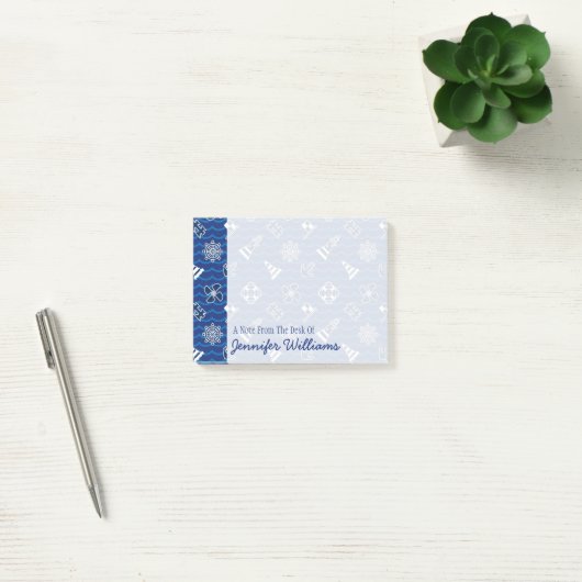 Cute Nautical Waves Pattern | Jouw namen toevoegen Post-it® Notes (Kantoor)