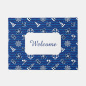 Cute Nautical Waves Pattern | Jouw tekst toevoegen Deurmat (Voorkant)