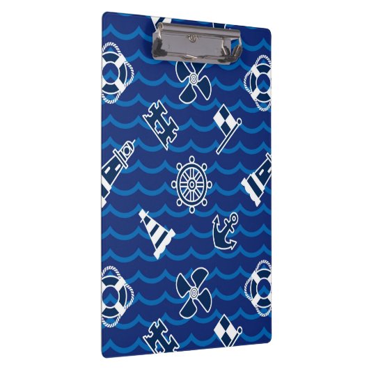 Cute Nautical Waves Pattern Klembord (Rechts)
