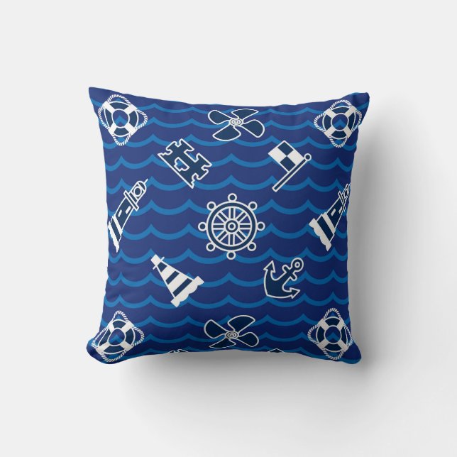 Cute Nautical Waves Pattern Kussen (Voorkant)