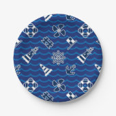 Cute Nautical Waves Pattern Papieren Bordje (Voorkant)