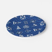 Cute Nautical Waves Pattern Papieren Bordje (Gekanteld)