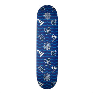 Cute Nautical Waves Pattern Persoonlijk Skateboard