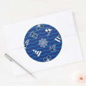 Cute Nautical Waves Pattern Ronde Sticker (Envelop)