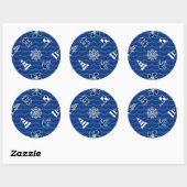 Cute Nautical Waves Pattern Ronde Sticker (Vel)