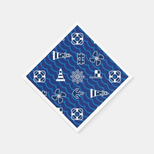 Cute Nautical Waves Pattern Servet (Hoek)