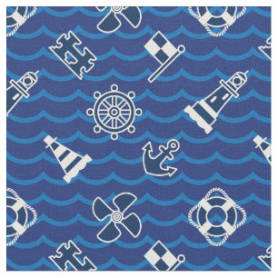 Cute Nautical Waves Pattern Stof