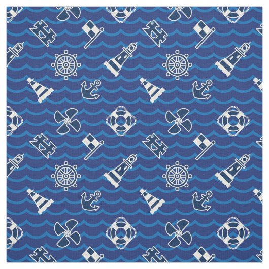 Cute Nautical Waves Pattern Stof (Swatch)