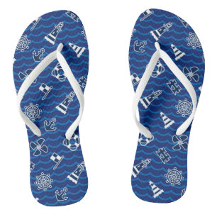 Cute Nautical Waves Pattern Teenslippers