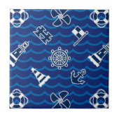 Cute Nautical Waves Pattern Tegeltje (Voorkant)