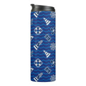 Cute Nautical Waves Pattern Thermosbeker (Geroteerd rechts)