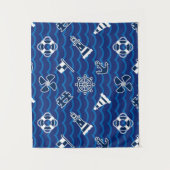 Cute Nautical Waves Pattern Wandkleed (Voorkant)