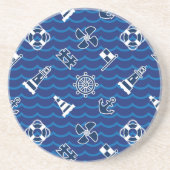Cute Nautical Waves Pattern Zandsteen Onderzetter (Voorkant)